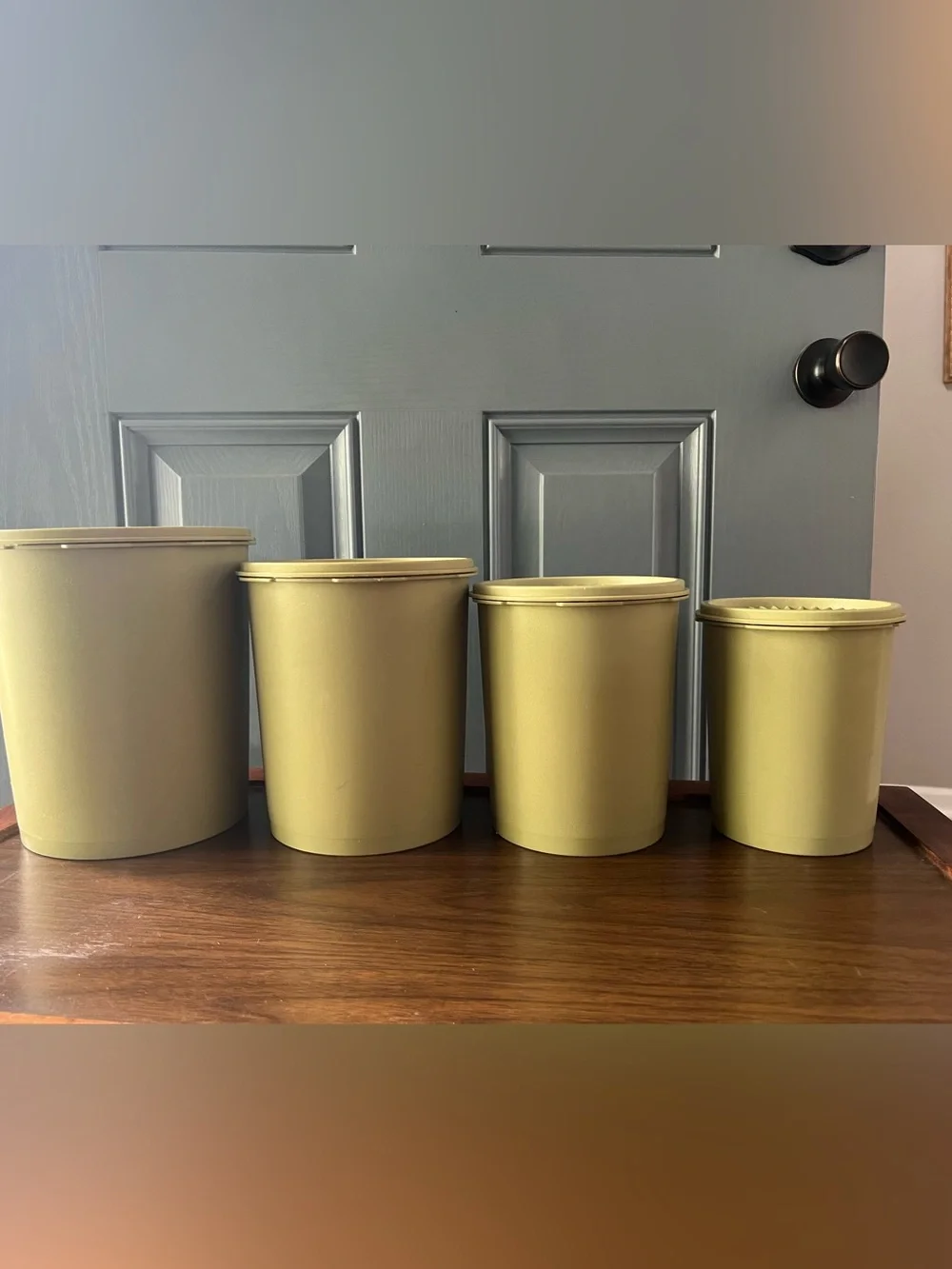 Vintage Tupperware Servalier Set of 4 Avacado Green Canisters